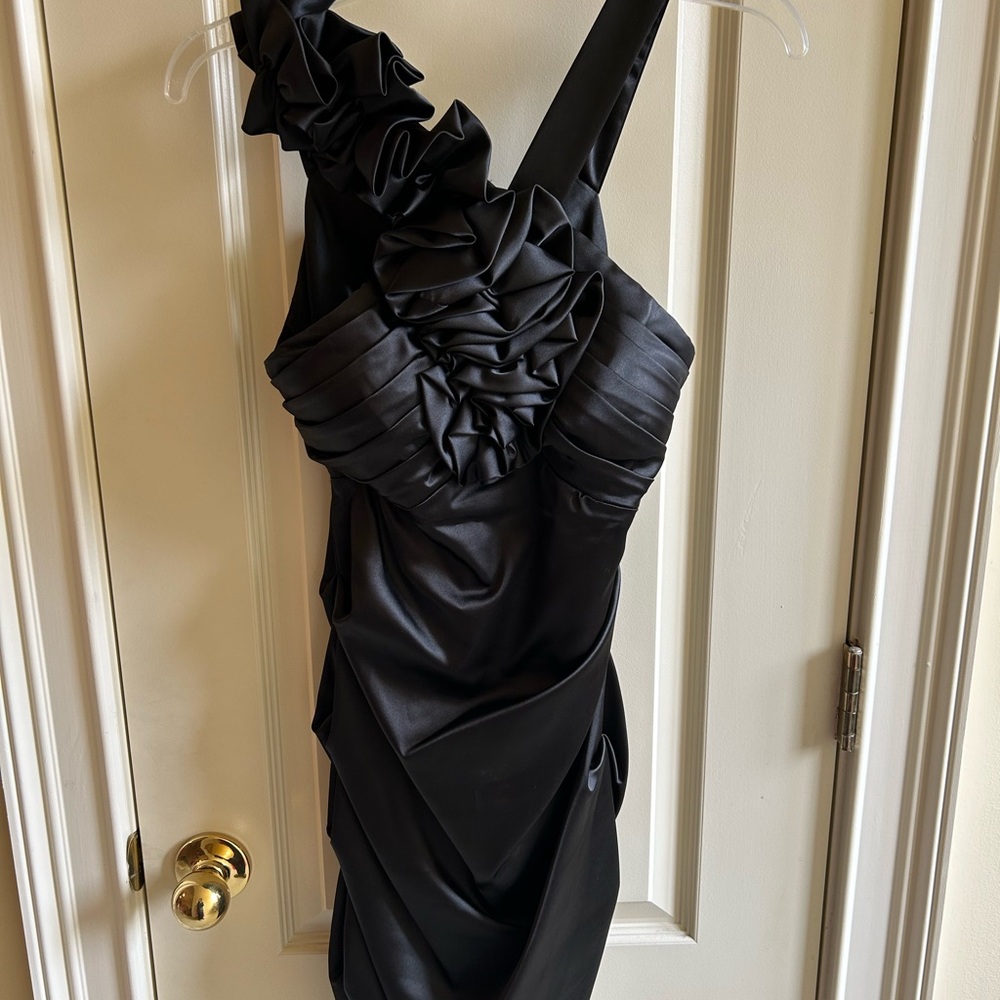 Short Black Ruffled Cocktail Dress